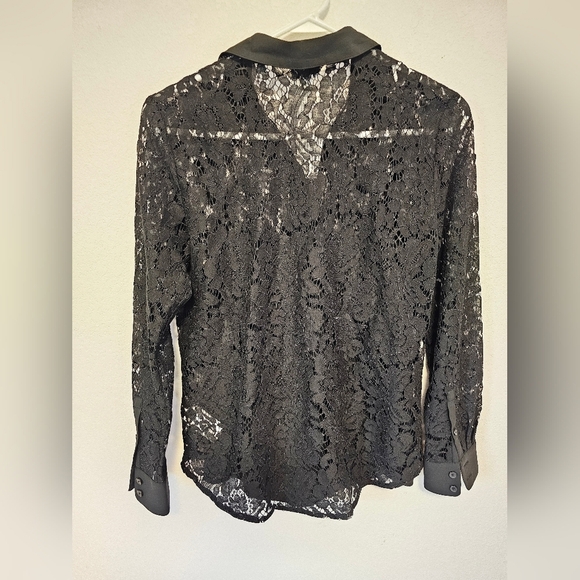 J.Crew Factory Black Lace Button Down Shirt With Tank Under Womens Size XS NWT - Picture 6 of 9